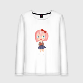 Женский лонгслив хлопок с принтом Sayori  в городе Новоалтайск, 100% хлопок |  | dokidoki | dokidokiliteratureclub | sayori | девочка с розовыми волосами | милая девочка