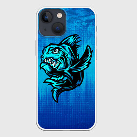 Чехол для iPhone 13 mini с принтом Пиранья в городе Новоалтайск,  |  | fish | piranha | живность | морская | на синем | пиранья | рыба