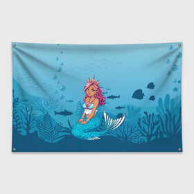 Флаг-баннер с принтом Mermaid | Русалка | Русалочка в городе Новоалтайск, 100% полиэстер | размер 67 х 109 см, плотность ткани — 95 г/м2; по краям флага есть четыре люверса для крепления | mermaid | naiad | nymph | rusalka | ведява | водяница | восточнославянская мифология | дух | лесовица | мифология | морская дева | нимфа | русал | русалии | русалка | русалочка | ундина | фараонка