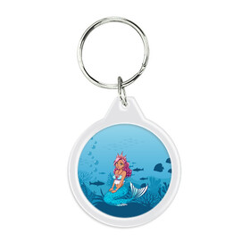 Брелок круглый с принтом Mermaid | Русалка | Русалочка в городе Новоалтайск, пластик и полированная сталь | круглая форма, металлическое крепление в виде кольца | Тематика изображения на принте: mermaid | naiad | nymph | rusalka | ведява | водяница | восточнославянская мифология | дух | лесовица | мифология | морская дева | нимфа | русал | русалии | русалка | русалочка | ундина | фараонка