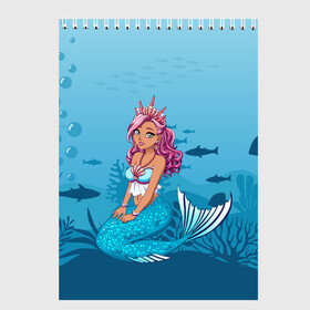 Скетчбук с принтом Mermaid | Русалка | Русалочка в городе Новоалтайск, 100% бумага
 | 48 листов, плотность листов — 100 г/м2, плотность картонной обложки — 250 г/м2. Листы скреплены сверху удобной пружинной спиралью | Тематика изображения на принте: mermaid | naiad | nymph | rusalka | ведява | водяница | восточнославянская мифология | дух | лесовица | мифология | морская дева | нимфа | русал | русалии | русалка | русалочка | ундина | фараонка