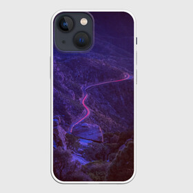 Чехол для iPhone 13 mini с принтом НЕОНОВАЯ ДОРОГА в городе Новоалтайск,  |  | Тематика изображения на принте: neon | tegunvteg | горы | деревья | дорога | лес | неон | природа | холмы