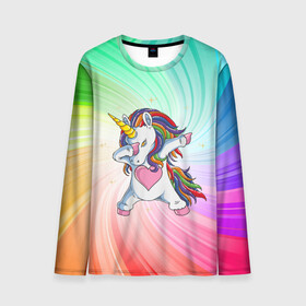 Мужской лонгслив 3D с принтом Танцующий единорог | Unicorn DAB (Z) в городе Новоалтайск, 100% полиэстер | длинные рукава, круглый вырез горловины, полуприлегающий силуэт | Тематика изображения на принте: dab | edm | tutto molto interessante | unicorn | unicornis | вымышленное существо | дэб | единорог | жест чихания | инрог | каркаданн | мифическое существо | моноцерос | нарвал | существо | танец | танцы | уличные танцы