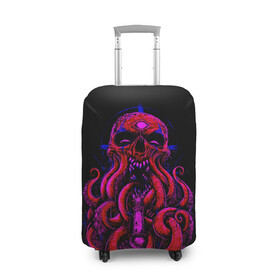 Чехол для чемодана 3D с принтом Череп Осьминог Octopus Skull в городе Новоалтайск, 86% полиэфир, 14% спандекс | двустороннее нанесение принта, прорези для ручек и колес | animal | beast | kraken | monster | ocean | octopus | sea | skull | water | waves | вода | животные | звери | кракен | монстр | море | океан | осьминог | рыбы | череп | щупальца
