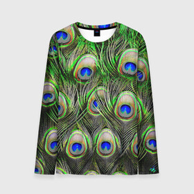 Мужской лонгслив 3D с принтом peacock в городе Новоалтайск, 100% полиэстер | длинные рукава, круглый вырез горловины, полуприлегающий силуэт | Тематика изображения на принте: pavonine | peacock | peafowl | plumage | павлин