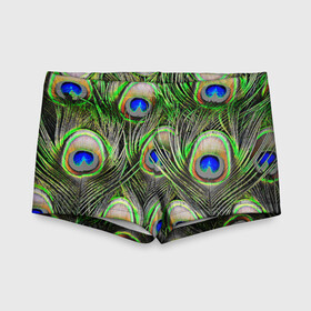 Детские купальные плавки 3D с принтом peacock в городе Новоалтайск, Полиэстер 85%, Спандекс 15% | Слитный крой, подклад по переду изделия, узкие бретели | Тематика изображения на принте: pavonine | peacock | peafowl | plumage | павлин