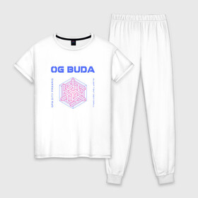 Женская пижама хлопок с принтом OG BUDA | ОПГ СИТИ | FREERIO | SEXY DRILL в городе Новоалтайск, 100% хлопок | брюки и футболка прямого кроя, без карманов, на брюках мягкая резинка на поясе и по низу штанин | Тематика изображения на принте: budaog | drill | freerio | luv | mayot | melon | music | og buda | ogbuda | soda | буда | дрилл | оджи | опг | оуджи | сити | трэп | тюмень