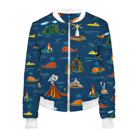 Женский бомбер 3D ОСТРОВА: в городе Новоалтайск, 100% полиэстер | застегивается на молнию, по бокам два кармана без застежек, мягкие манжеты, по низу бомбера и на воротнике — эластичная резинка | география | киты | лето | морское | острова | путешествие. отдых | туризм