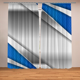 Фотошторы с принтом 3D СЕРЕБРО BLUE LINES в городе Новоалтайск, Блэкаут (светозащита 90%) / Габардин (светозащита 40% | 2 полотна шириной по 145 см; Высота 200-300 см; Крепление: шторная лента (на крючки); | 3d | 3д | sport | абстракция | линии | паттерн | соты | спортивный стиль | текстуры