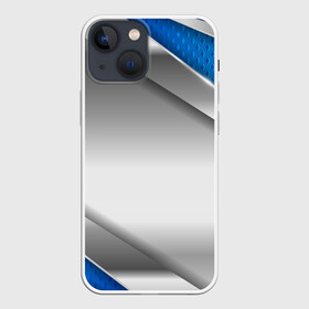 Чехол для iPhone 13 mini с принтом 3D СЕРЕБРО BLUE LINES в городе Новоалтайск,  |  | 3d | 3д | sport | абстракция | линии | паттерн | соты | спортивный стиль | текстуры