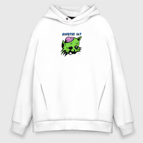 Мужское худи Oversize хлопок с принтом Monster Cat в городе Новоалтайск, френч-терри — 70% хлопок, 30% полиэстер. Мягкий теплый начес внутри —100% хлопок | боковые карманы, эластичные манжеты и нижняя кромка, капюшон на магнитной кнопке | monster | zombie | животные | звери | зомби | кот | кошка | монстр | страшный