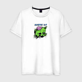 Мужская футболка хлопок с принтом Monster Cat в городе Новоалтайск, 100% хлопок | прямой крой, круглый вырез горловины, длина до линии бедер, слегка спущенное плечо. | monster | zombie | животные | звери | зомби | кот | кошка | монстр | страшный