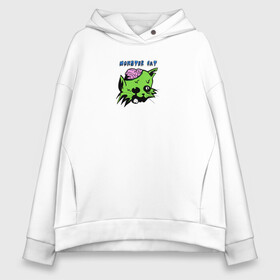 Женское худи Oversize хлопок с принтом Monster Cat в городе Новоалтайск, френч-терри — 70% хлопок, 30% полиэстер. Мягкий теплый начес внутри —100% хлопок | боковые карманы, эластичные манжеты и нижняя кромка, капюшон на магнитной кнопке | monster | zombie | животные | звери | зомби | кот | кошка | монстр | страшный