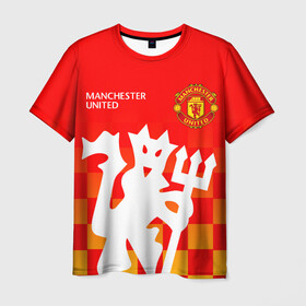 Мужская футболка 3D с принтом MANCHESTER UNITED / ДЬЯВОЛ в городе Новоалтайск, 100% полиэфир | прямой крой, круглый вырез горловины, длина до линии бедер | fire. | football | manchester united football club | sport | uefa | английская премьер лига | дьявол | лига финал | манчестер юнайтед | матч | огонь | спорт | уефа | финал | футбол