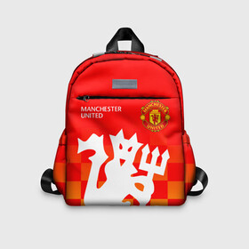 Детский рюкзак 3D с принтом MANCHESTER UNITED   ДЬЯВОЛ в городе Новоалтайск, 100% полиэстер | лямки с регулируемой длиной, сверху петелька, чтобы рюкзак можно было повесить на вешалку. Основное отделение закрывается на молнию, как и внешний карман. Внутри дополнительный карман. По бокам два дополнительных кармашка | fire. | football | manchester united football club | sport | uefa | английская премьер лига | дьявол | лига финал | манчестер юнайтед | матч | огонь | спорт | уефа | финал | футбол