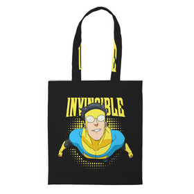 Шоппер 3D с принтом Invincible в городе Новоалтайск, 100% полиэстер | Плотность: 200 г/м2; Размер: 34×35 см; Высота лямок: 30 см | invincible | комикс | марк грейсон | мультсериал | неуязвимый | супергерой