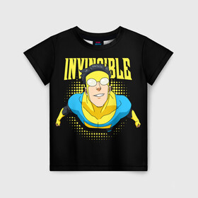 Детская футболка 3D с принтом Invincible в городе Новоалтайск, 100% гипоаллергенный полиэфир | прямой крой, круглый вырез горловины, длина до линии бедер, чуть спущенное плечо, ткань немного тянется | Тематика изображения на принте: invincible | комикс | марк грейсон | мультсериал | неуязвимый | супергерой