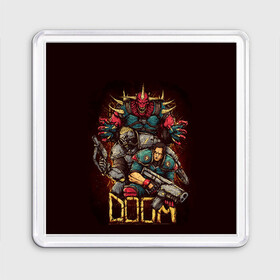 Магнит 55*55 с принтом DOOM в городе Новоалтайск, Пластик | Размер: 65*65 мм; Размер печати: 55*55 мм | Тематика изображения на принте: blood | cybersport | demons | doom | eternal | game | monster | pc | playstation | shooting | демоны | дум | игры | киперспорт | кровь | монстры | стрелялки | шутер