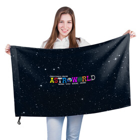 Флаг 3D с принтом Astroworld в городе Новоалтайск, 100% полиэстер | плотность ткани — 95 г/м2, размер — 67 х 109 см. Принт наносится с одной стороны | astroworld | music | travis scott | музыка | трэвис скотт
