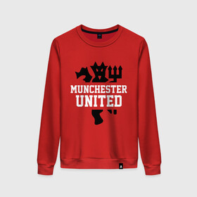 Женский свитшот хлопок с принтом Манчестер Юнайтед Red Devils в городе Новоалтайск, 100% хлопок | прямой крой, круглый вырез, на манжетах и по низу широкая трикотажная резинка  | champions | football | manchester | manchester united | soccer | uefa | united | world cup | лига чемпионов | манчестер | манчестер юнайтед | форма | формы | футбол | юнайтед