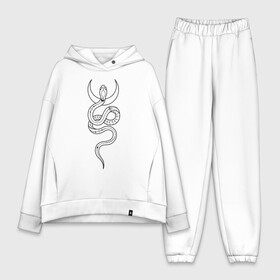 Женский костюм хлопок Oversize с принтом Лунная змея в городе Новоалтайск,  |  | line art | tatoo art | witch | witchcraft | witchtok | ведьмин знак | витчток | змея | лайн арт | луна | тату рисунок | язычество