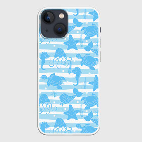 Чехол для iPhone 13 mini с принтом Морские жители в городе Новоалтайск,  |  | ocean spirit | дух океана | жители | звезда | конек | медуза | мир | море | морская | морские | морской | подводный | рыбы | черепаха