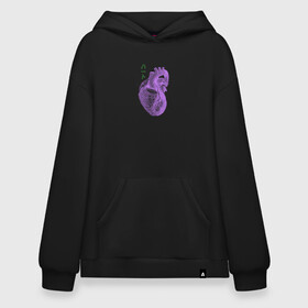 Худи SuperOversize хлопок с принтом Purple heart в городе Новоалтайск, 70% хлопок, 30% полиэстер, мягкий начес внутри | карман-кенгуру, эластичная резинка на манжетах и по нижней кромке, двухслойный капюшон
 | анатомия | иероглифы | надпись на японском | орган | сердце | человек