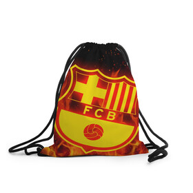 Рюкзак-мешок 3D с принтом FC BARCELONA FIRE ОГОНЬ в городе Новоалтайск, 100% полиэстер | плотность ткани — 200 г/м2, размер — 35 х 45 см; лямки — толстые шнурки, застежка на шнуровке, без карманов и подкладки | Тематика изображения на принте: barca | fc barcelona | football | sport | uefa | английская премьер лига. | барса | лига финал | матч | спорт | уефа | финал | фк барселона | футбол