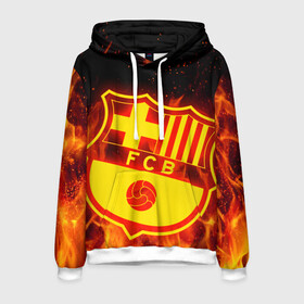 Мужская толстовка 3D с принтом FC BARCELONA FIRE ОГОНЬ в городе Новоалтайск, 100% полиэстер | двухслойный капюшон со шнурком для регулировки, мягкие манжеты на рукавах и по низу толстовки, спереди карман-кенгуру с мягким внутренним слоем. | barca | fc barcelona | football | sport | uefa | английская премьер лига. | барса | лига финал | матч | спорт | уефа | финал | фк барселона | футбол