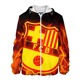 Мужская куртка 3D с принтом FC BARCELONA FIRE ОГОНЬ в городе Новоалтайск, ткань верха — 100% полиэстер, подклад — флис | прямой крой, подол и капюшон оформлены резинкой с фиксаторами, два кармана без застежек по бокам, один большой потайной карман на груди. Карман на груди застегивается на липучку | Тематика изображения на принте: barca | fc barcelona | football | sport | uefa | английская премьер лига. | барса | лига финал | матч | спорт | уефа | финал | фк барселона | футбол