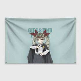 Флаг-баннер с принтом Girls und Panzer в городе Новоалтайск, 100% полиэстер | размер 67 х 109 см, плотность ткани — 95 г/м2; по краям флага есть четыре люверса для крепления | darjeeling | girls und panzer | girls und panzer правда | дарджилинг | девочки и танки | девушки и танки | катюша | нисидзуми михо | правда | танки