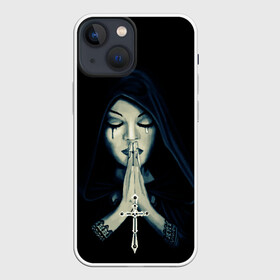 Чехол для iPhone 13 mini с принтом Монашка с крестом в городе Новоалтайск,  |  | Тематика изображения на принте: анархия | крест | крест и монашка | крест череп | крестик | манархия | манашка | молитва | молится | монашка | монашка и крест | монашка с крестиком | монашка с крестом | монашки | с крестом | череп
