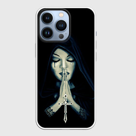 Чехол для iPhone 13 Pro с принтом Монашка с крестом в городе Новоалтайск,  |  | Тематика изображения на принте: анархия | крест | крест и монашка | крест череп | крестик | манархия | манашка | молитва | молится | монашка | монашка и крест | монашка с крестиком | монашка с крестом | монашки | с крестом | череп