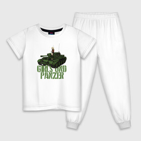 Детская пижама хлопок с принтом Girls und Panzer св Глориана в городе Новоалтайск, 100% хлопок |  брюки и футболка прямого кроя, без карманов, на брюках мягкая резинка на поясе и по низу штанин
 | darjeeling | girls und panzer | girls und panzer правда | дарджилинг | девочки и танки | девушки и танки | катюша | нисидзуми михо | правда | танки