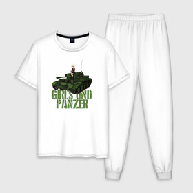 Мужская пижама хлопок с принтом Girls und Panzer св Глориана в городе Новоалтайск, 100% хлопок | брюки и футболка прямого кроя, без карманов, на брюках мягкая резинка на поясе и по низу штанин
 | darjeeling | girls und panzer | girls und panzer правда | дарджилинг | девочки и танки | девушки и танки | катюша | нисидзуми михо | правда | танки