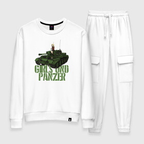 Женский костюм хлопок с принтом Girls und Panzer св Глориана в городе Новоалтайск, 100% хлопок | на свитшоте круглая горловина, мягкая резинка по низу. Брюки заужены к низу, на них два вида карманов: два 