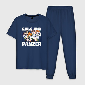 Мужская пижама хлопок с принтом Girls und Panzer Удильщик в городе Новоалтайск, 100% хлопок | брюки и футболка прямого кроя, без карманов, на брюках мягкая резинка на поясе и по низу штанин
 | darjeeling | girls und panzer | girls und panzer правда | дарджилинг | девочки и танки | девушки и танки | катюша | нисидзуми михо | правда | танки