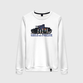 Женский свитшот хлопок с принтом Girls und Panzer Oarai в городе Новоалтайск, 100% хлопок | прямой крой, круглый вырез, на манжетах и по низу широкая трикотажная резинка  | darjeeling | girls und panzer | girls und panzer правда | дарджилинг | девочки и танки | девушки и танки | катюша | нисидзуми михо | правда | танки