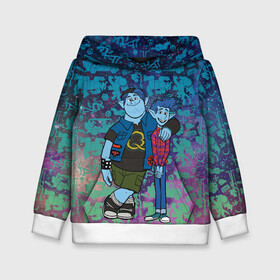 Детская толстовка 3D с принтом Барли и Айан в городе Новоалтайск, 100% полиэстер | двухслойный капюшон со шнурком для регулировки, мягкие манжеты на рукавах и по низу толстовки, спереди карман-кенгуру с мягким внутренним слоем | barley | barley lightfoot | disney | ian | ian lightfoot | onward | pixar | vdzabma | айан | айан лайтфут | барли | барли лайтфут | вперёд | дисней | пиксар