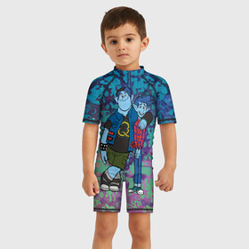 Детский купальный костюм 3D с принтом Барли и Айан в городе Новоалтайск, Полиэстер 85%, Спандекс 15% | застежка на молнии на спине | barley | barley lightfoot | disney | ian | ian lightfoot | onward | pixar | vdzabma | айан | айан лайтфут | барли | барли лайтфут | вперёд | дисней | пиксар