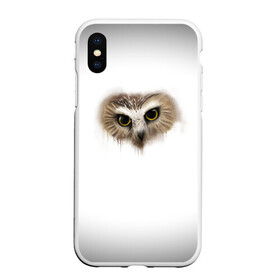 Чехол для iPhone XS Max матовый с принтом СоВа на белом в городе Новоалтайск, Силикон | Область печати: задняя сторона чехла, без боковых панелей | глаза | лес | природа | птица | сова