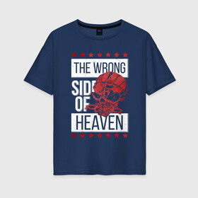 Женская футболка хлопок Oversize с принтом The wrong side of hell в городе Новоалтайск, 100% хлопок | свободный крой, круглый ворот, спущенный рукав, длина до линии бедер
 | 5fdp | ffdp | five finger death punch | metal | music | rock | альтернатива | группы | метал | музыка | музыкальная группа | рок | рок музыка | хеви метал