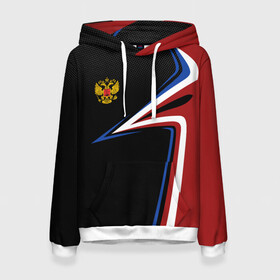 Женская толстовка 3D с принтом РОССИЯ RUSSIA UNIFORM в городе Новоалтайск, 100% полиэстер  | двухслойный капюшон со шнурком для регулировки, мягкие манжеты на рукавах и по низу толстовки, спереди карман-кенгуру с мягким внутренним слоем. | abstraction | flag | geometry | paints | russia | stripes | texture | абстракция | брызги | геометрия | герб россии | краски | неон | неоновый | рашка | родина | россия | соты | текстура | триколор | флаг | флаг россии