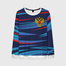 Мужской свитшот 3D с принтом РОССИЯ RUSSIA UNIFORM в городе Новоалтайск, 100% полиэстер с мягким внутренним слоем | круглый вырез горловины, мягкая резинка на манжетах и поясе, свободная посадка по фигуре | abstraction | flag | geometry | paints | russia | stripes | texture | абстракция | брызги | геометрия | герб россии | краски | неон | неоновый | рашка | родина | россия | соты | текстура | триколор | флаг | флаг россии