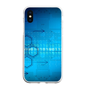 Чехол для iPhone XS Max матовый с принтом ДвоиЧный код в городе Новоалтайск, Силикон | Область печати: задняя сторона чехла, без боковых панелей | код | коды | линии | плата | соединения | стрелки