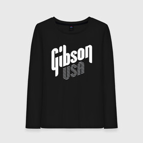 Женский лонгслив хлопок с принтом GIBSON USA в городе Новоалтайск, 100% хлопок |  | gibson | guitar | rock | usa | гибсон | гитара | рок