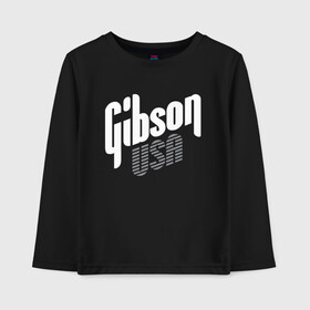 Детский лонгслив хлопок с принтом GIBSON USA в городе Новоалтайск, 100% хлопок | круглый вырез горловины, полуприлегающий силуэт, длина до линии бедер | gibson | guitar | rock | usa | гибсон | гитара | рок