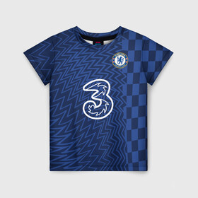 Детская футболка 3D с принтом FC Chelsea | Home Vapor Match Shirt (2021/22) в городе Новоалтайск, 100% гипоаллергенный полиэфир | прямой крой, круглый вырез горловины, длина до линии бедер, чуть спущенное плечо, ткань немного тянется | 0x000000123 | chelsea | goalkeeper | stamford bridge | вернер | вратарь | канте | стамфорд бридж | челси
