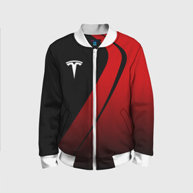 Детский бомбер 3D с принтом TESLA MOTORS ТЕСЛА в городе Новоалтайск, 100% полиэстер | застегивается на молнию, по бокам два кармана без застежек, мягкие манжеты, по низу бомбера и на воротнике — эластичная резинка | Тематика изображения на принте: brand | car | elon mask | s3xy | tesla | авто | бренд | илон | илон маск | маск | машина | тесла | электрокар