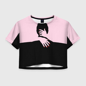 Женская футболка Crop-top 3D с принтом Объятия и страсть в городе Новоалтайск, 100% полиэстер | круглая горловина, длина футболки до линии талии, рукава с отворотами | двое | любовь | обнимать | объятия | пара | страсть